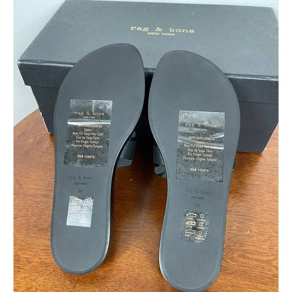 Rag & Bone Arley Slide Sandal in Black Zebra Size EU 35